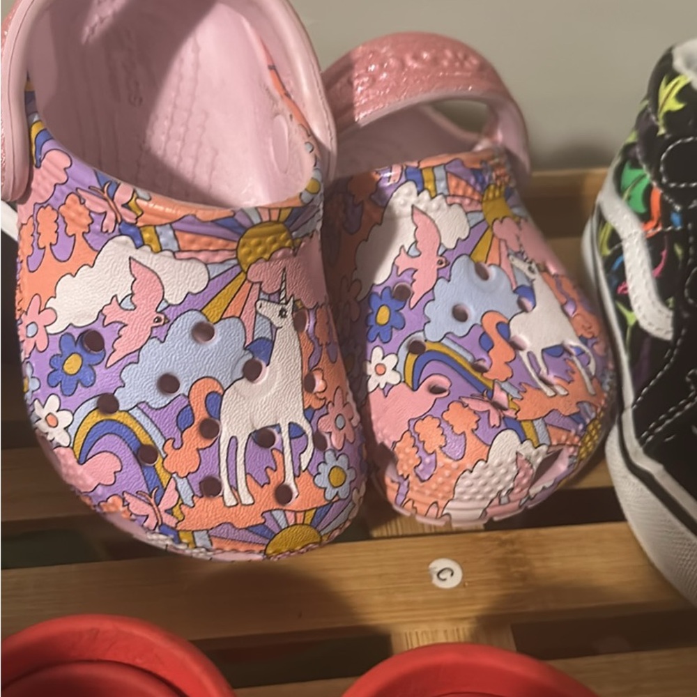 CROCS Pink and Purple Unicorn Slipperscute toddler girl crocs